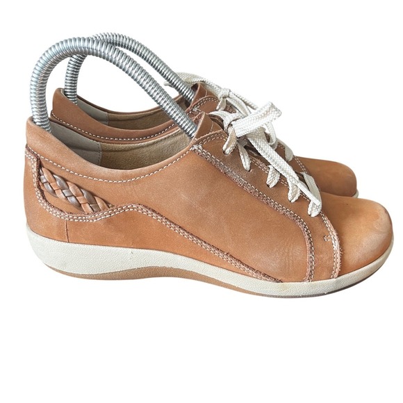 Aetrex Shoes - Aetrex Dana 8 Tan Leather Lace Up Comfort Walking Shoes Women US 7.5-8 EUR 38